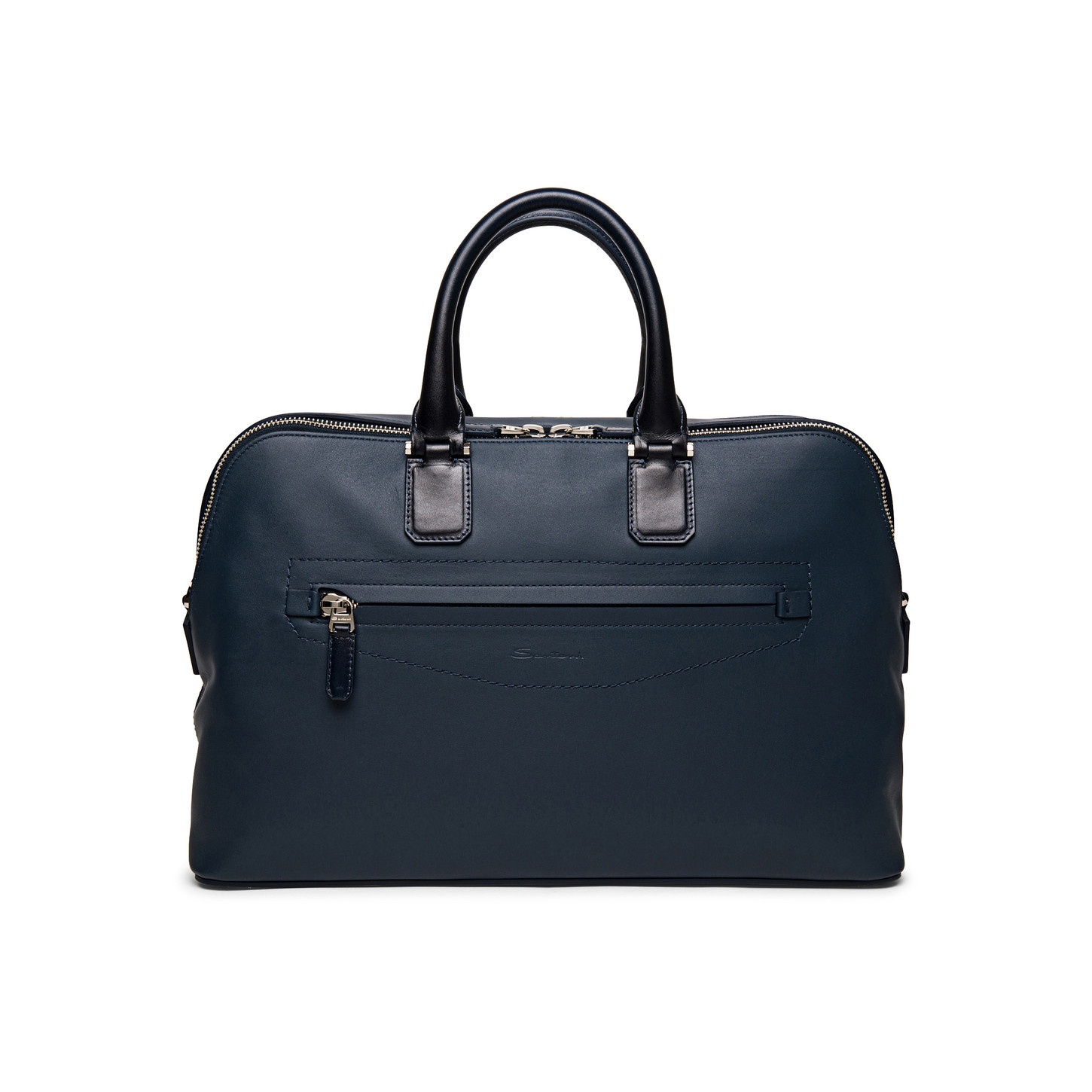 Blue leather laptop bag - 1