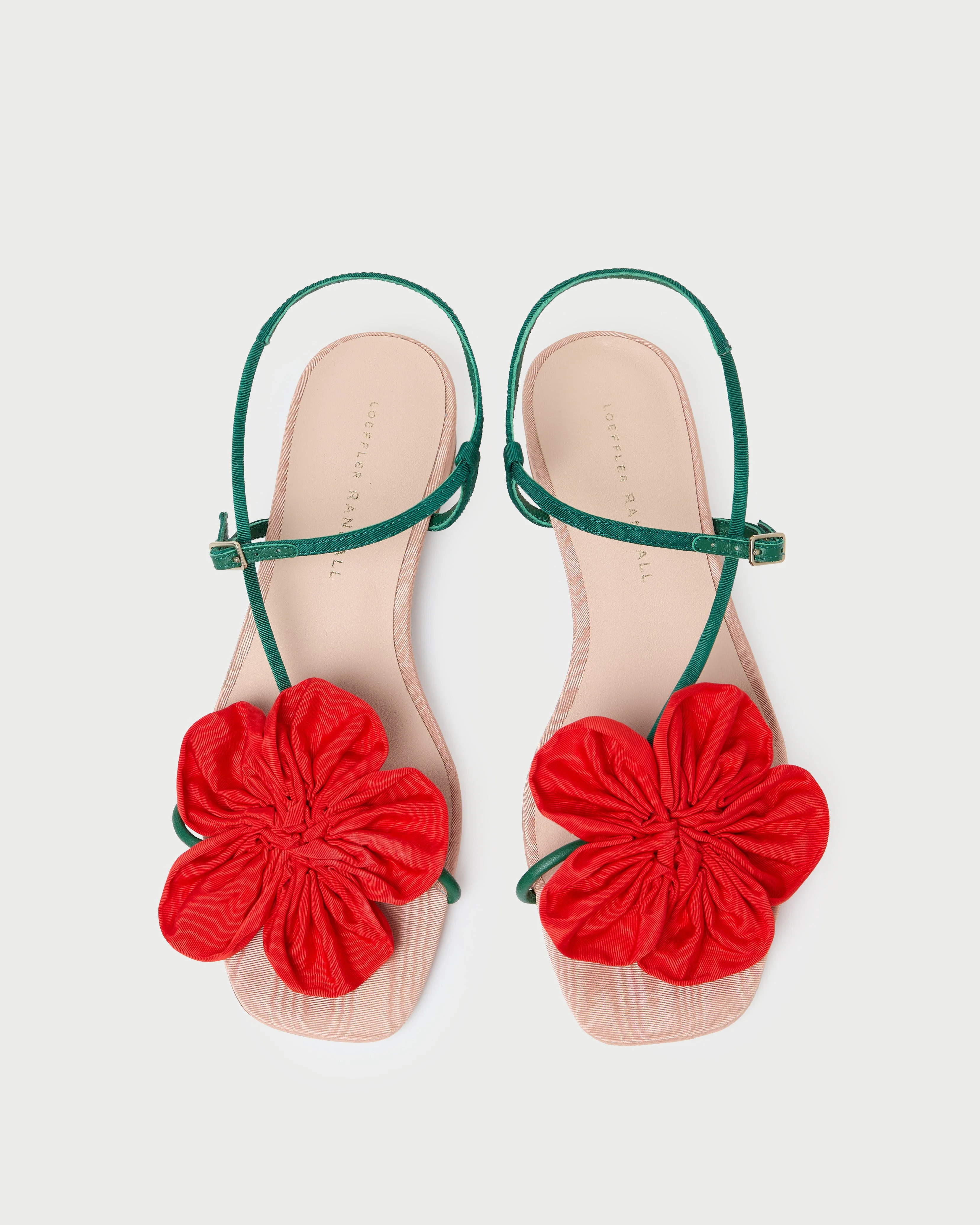 Genevieve Red/Green Moiré Flower Sandal - 1