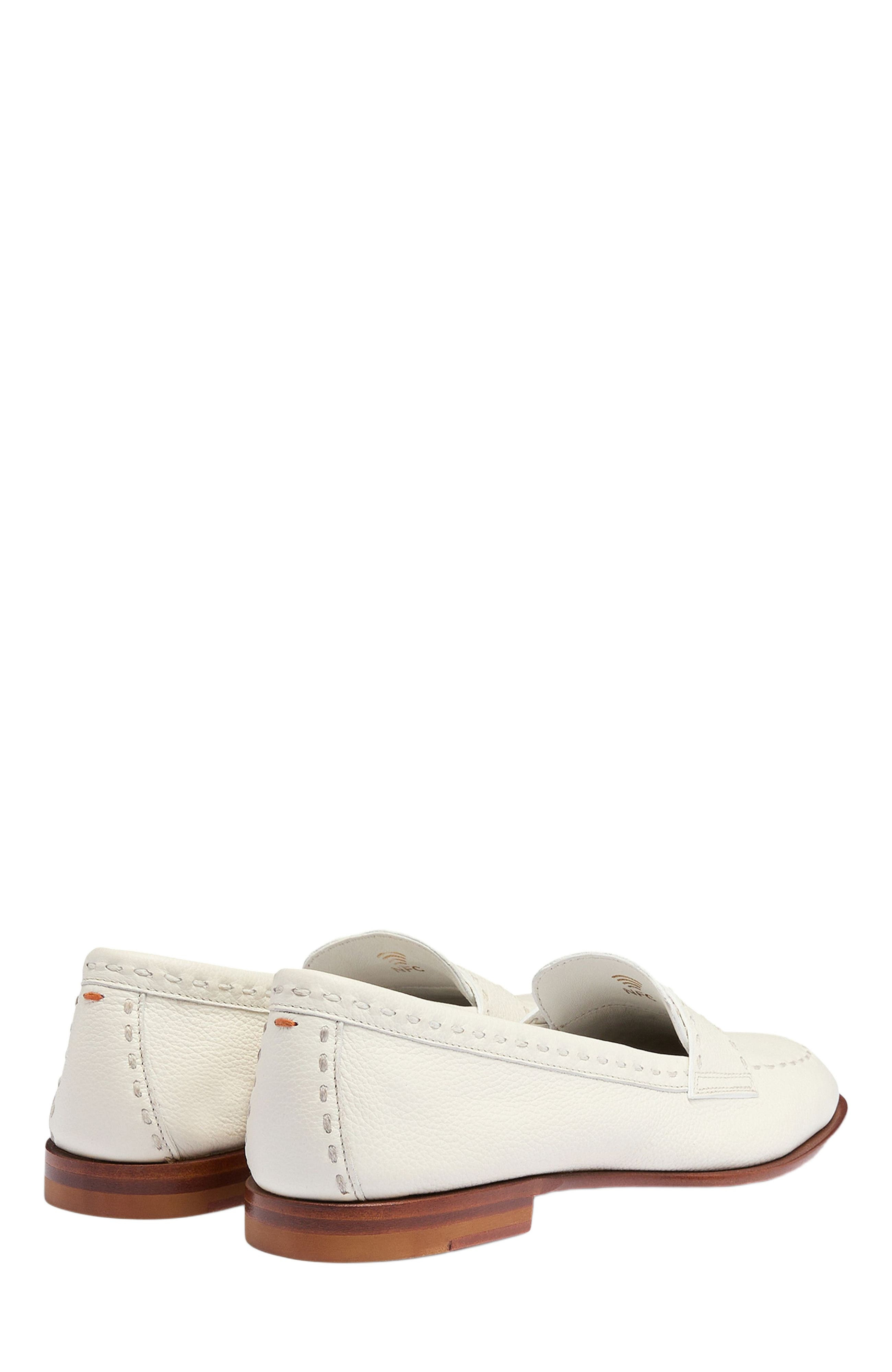Santoni Women's tumbled leather penny loafer in White at Nordstrom - 4