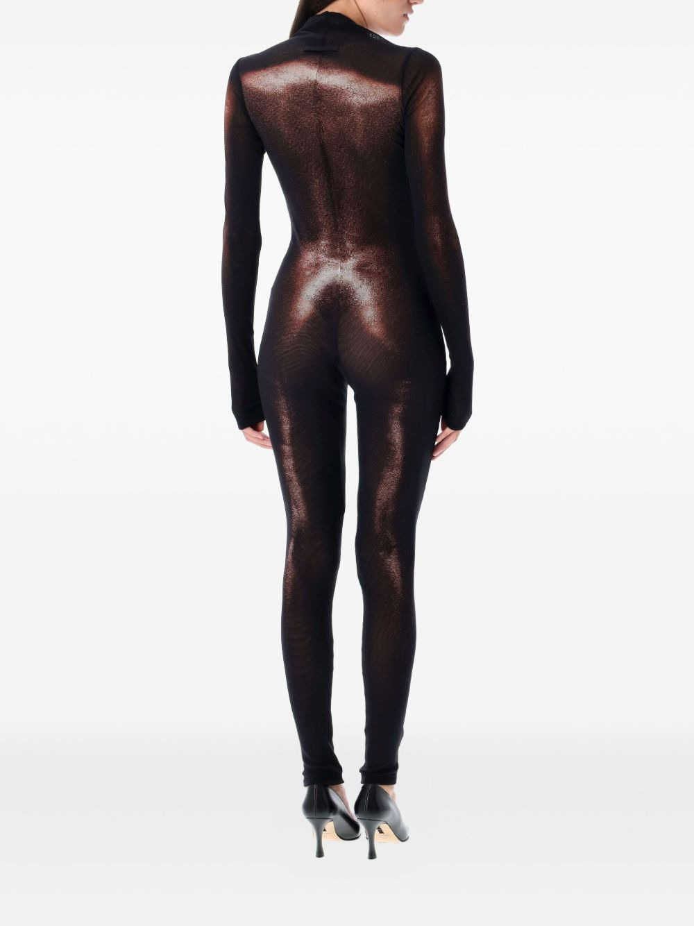 mesh body-print jumpsuit - 2