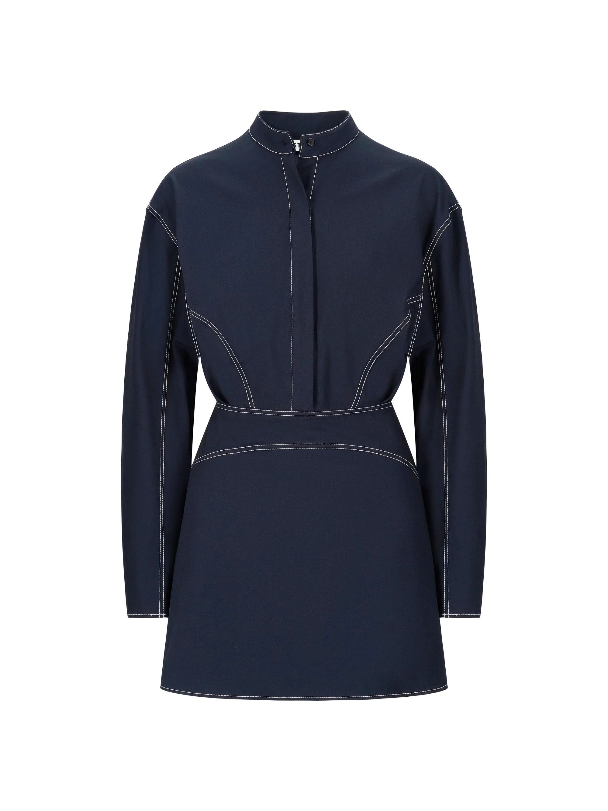 Women's Kiln Contrast Stitch Shirtdress - Navy - 1