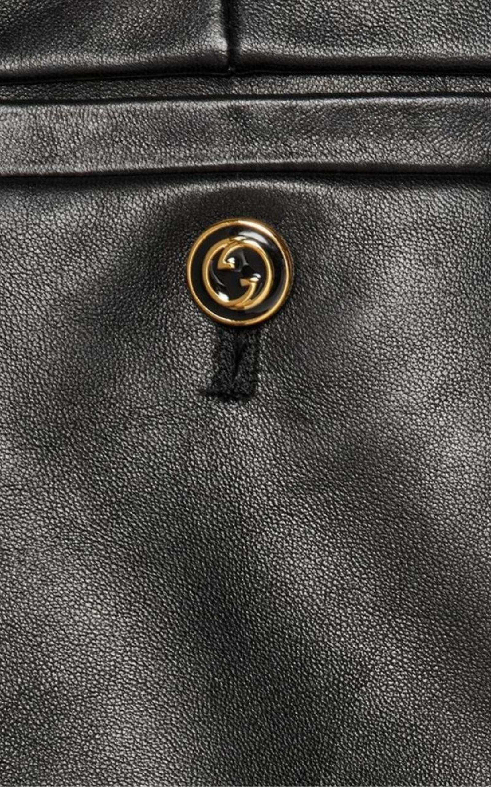 Black Plonge Leather Flare Trousers - 5