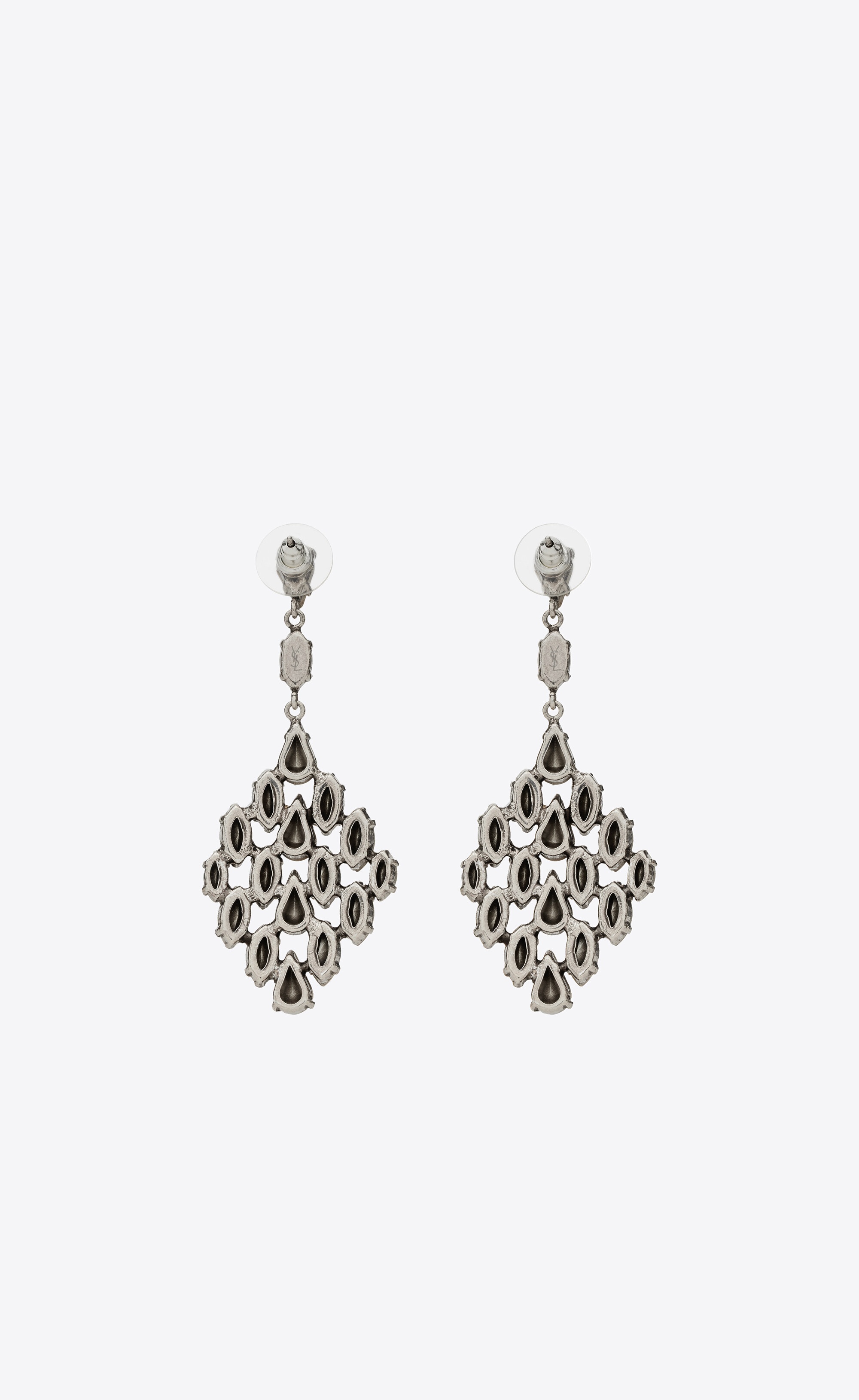 rhinestone diamond-shaped earrings in metal - 3