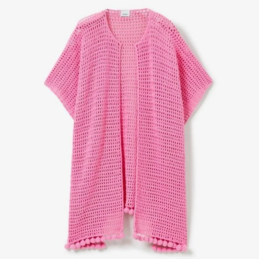 Burberry Crochet Technical Cotton Cape in Bubblegum Pink - 1