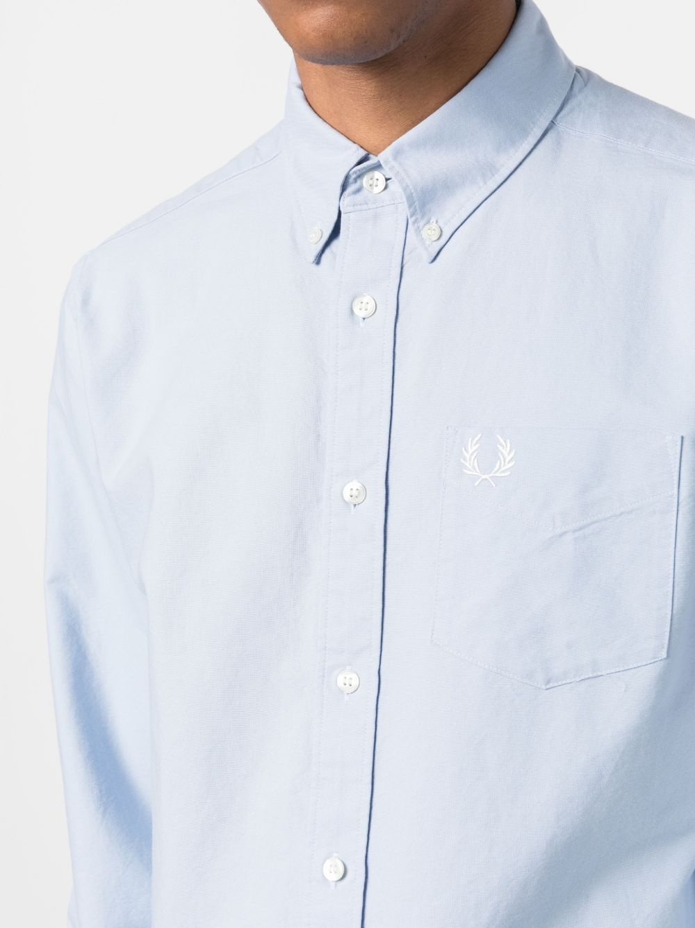 logo-embroidery cotton shirt - 5