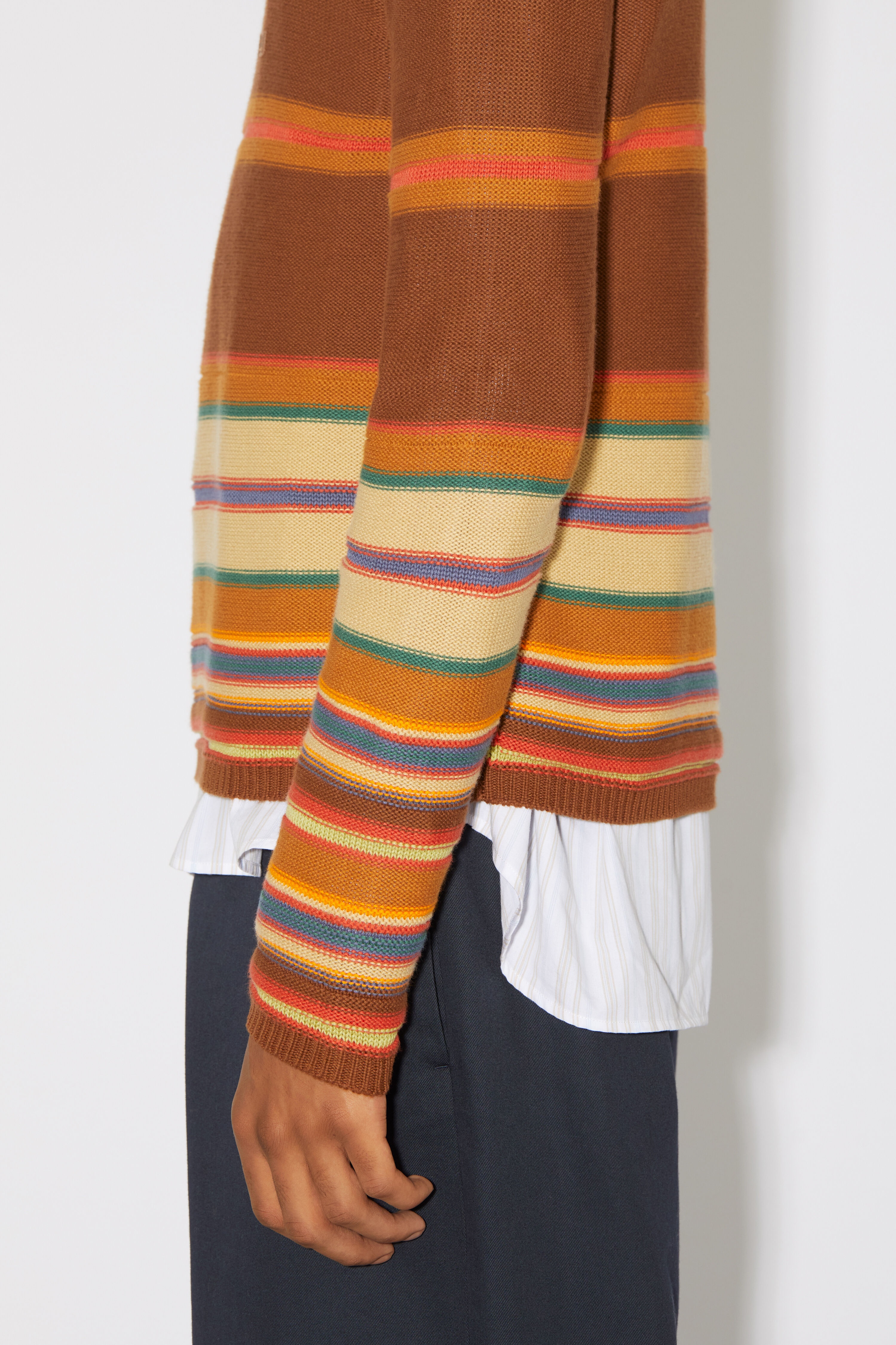 Crew neck knit jumper - Cinnamon brown/multi - 4