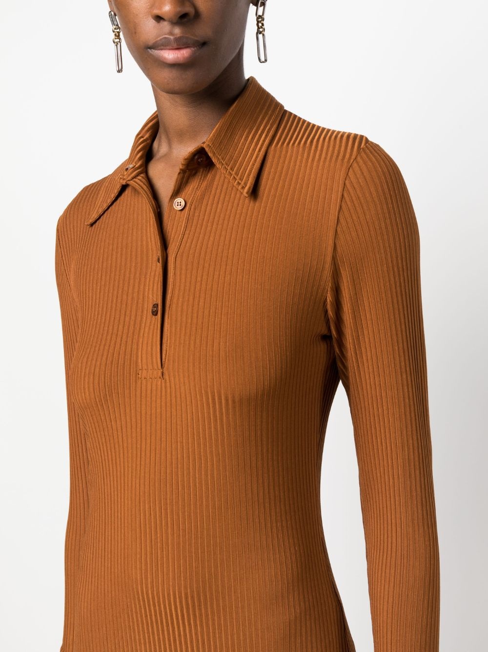 ribbed jersey polo dress - 5