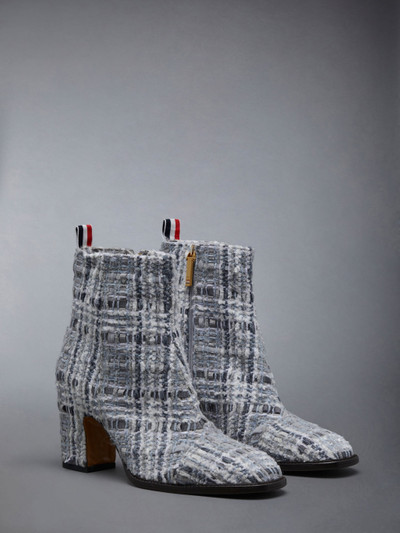 Thom Browne Prince of Wales Check Chenille Tweed 75mm Block Heel Ankle Boot outlook