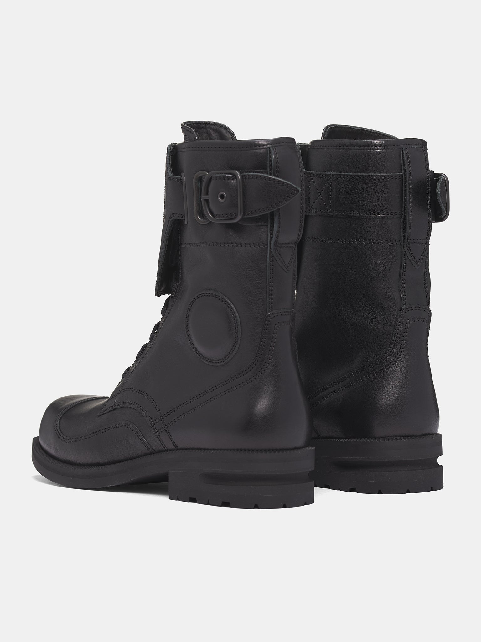 Black Leather Fitz Military Boots - 5