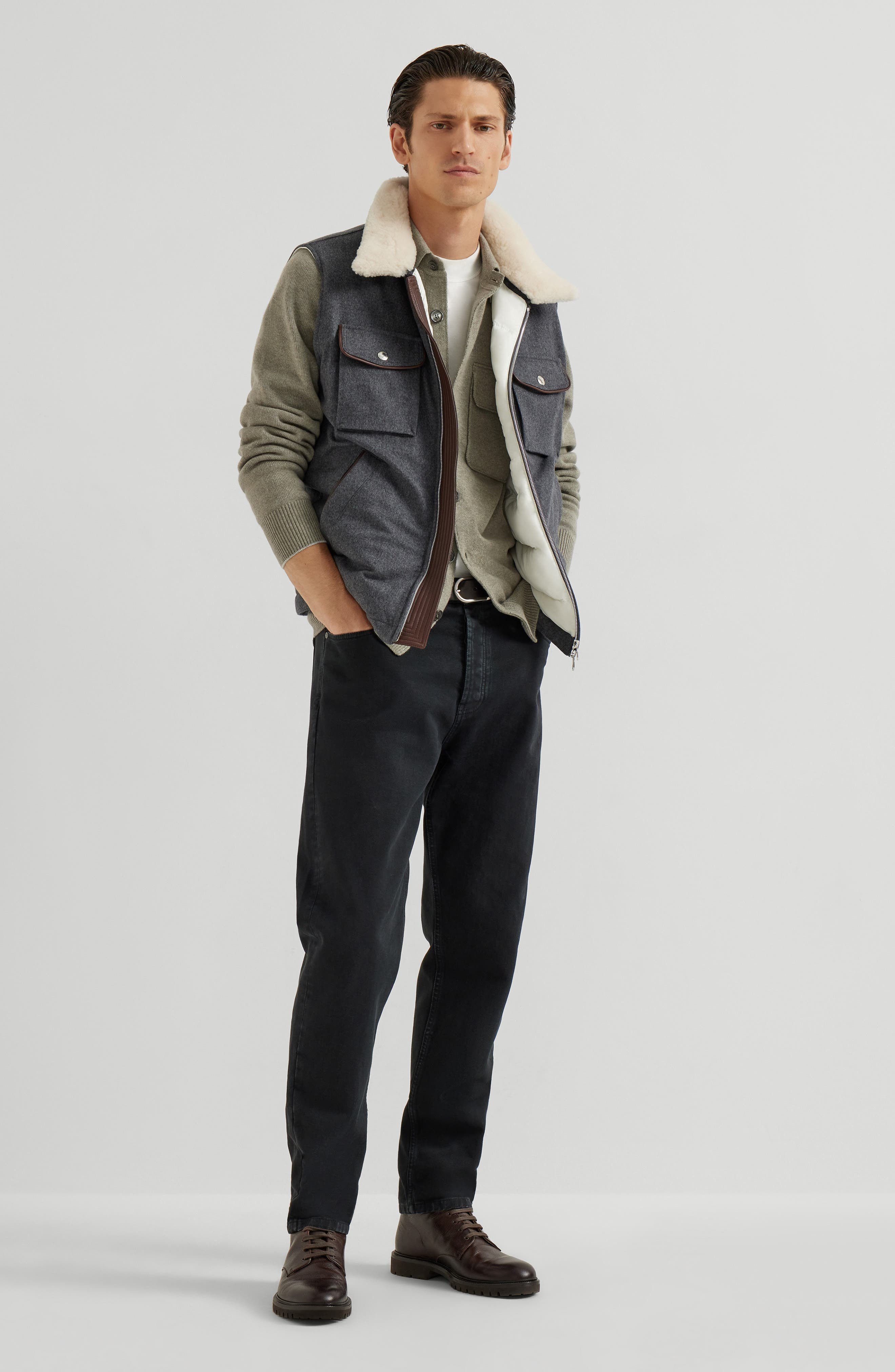Brunello Cucinelli Shirt-style cardigan in Olive at Nordstrom - 6