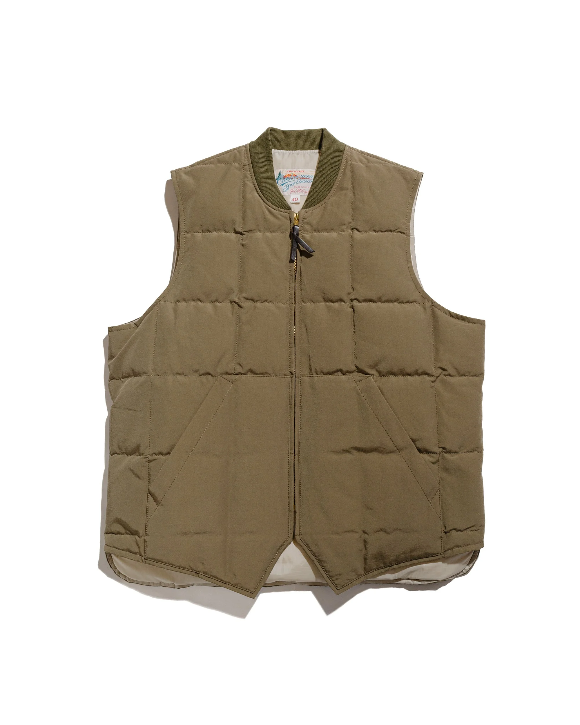 MJ24110 Cotton/Nylon Down Vest Olive - 1