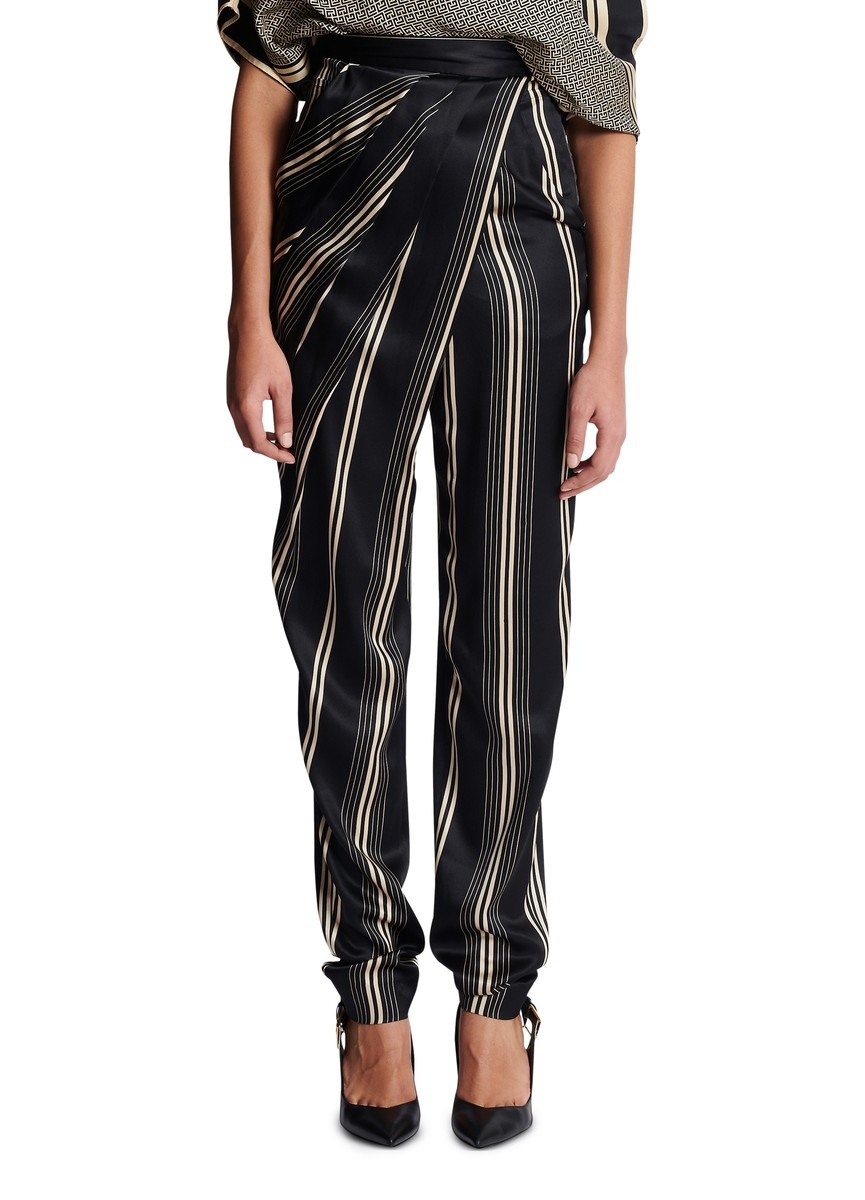 Asymmetrical draped satin pants - 2