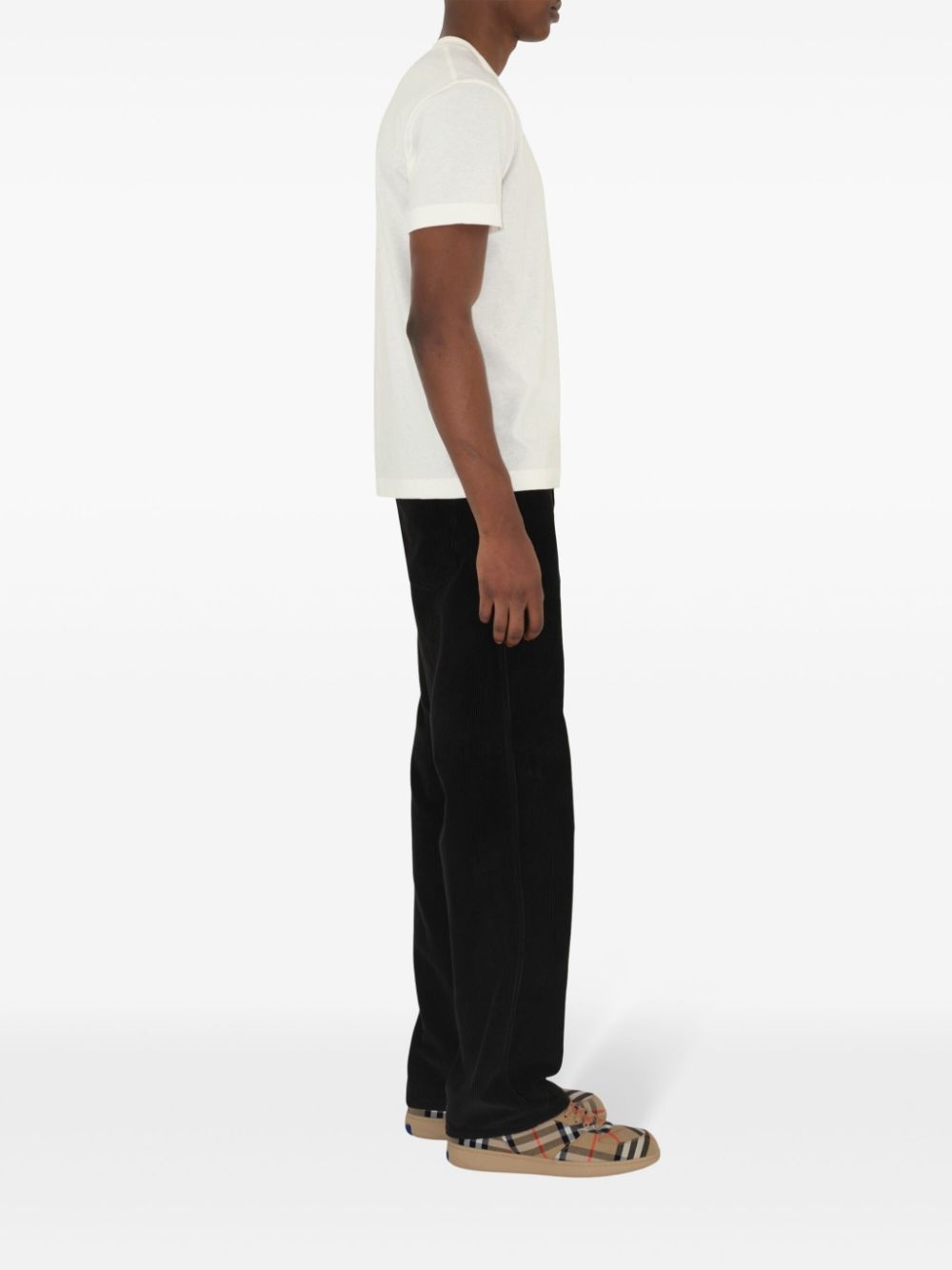 check-patch cotton T-shirt - 3