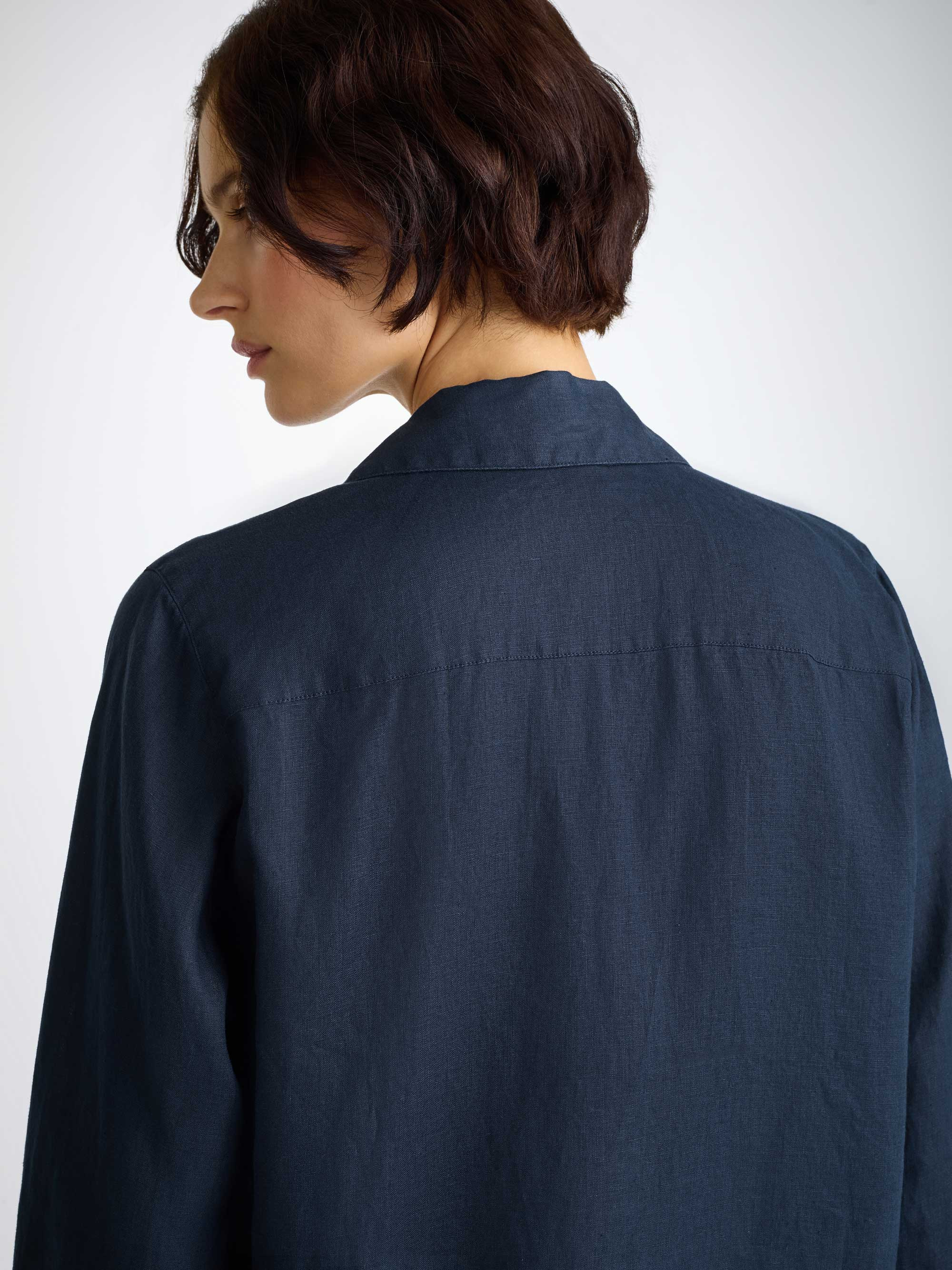 Women's Pajamas Sicily Linen Navy - 6