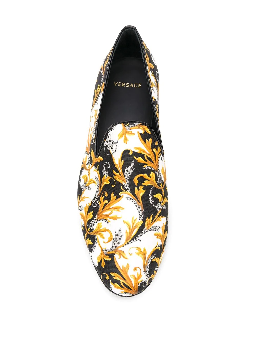 baroque-print silk slippers - 4