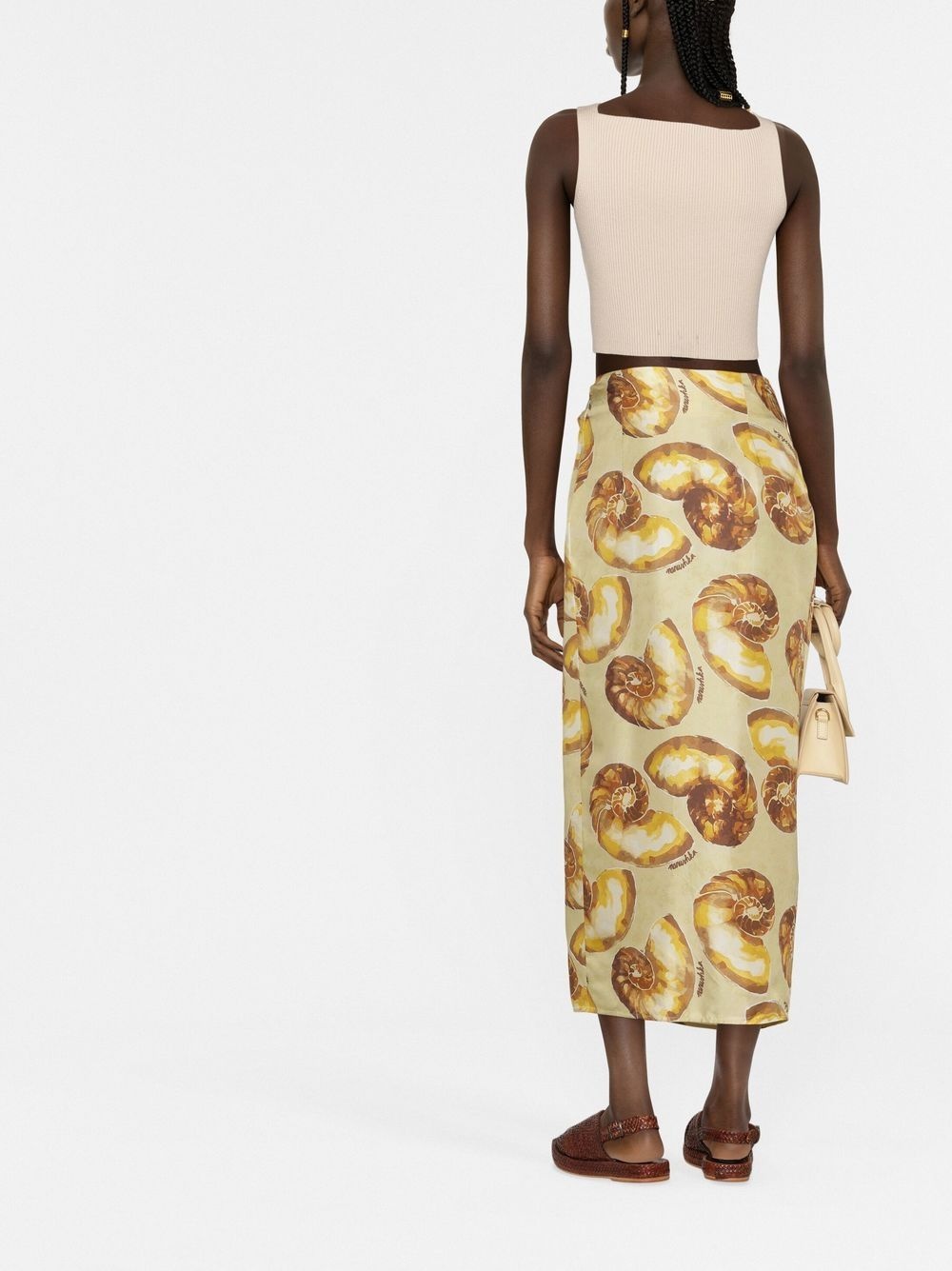 shell-print sarong midi skirt - 4
