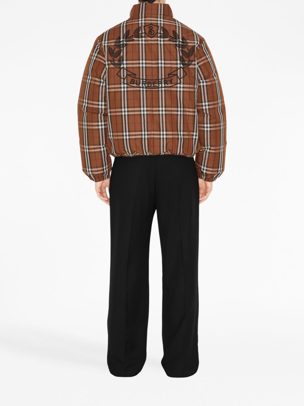 Dark Birch-check zip-up puffer jacket - 4