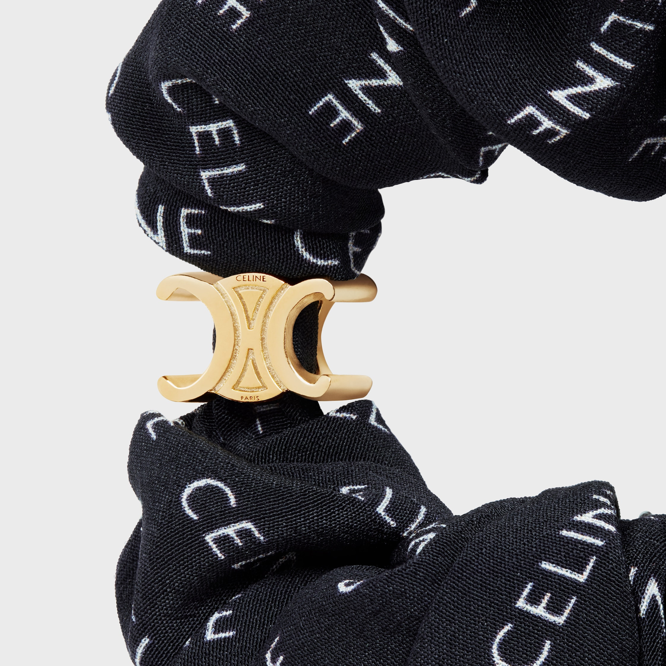 Celine Scrunchy Rayure in Brass with Gold finish and Silk - 2