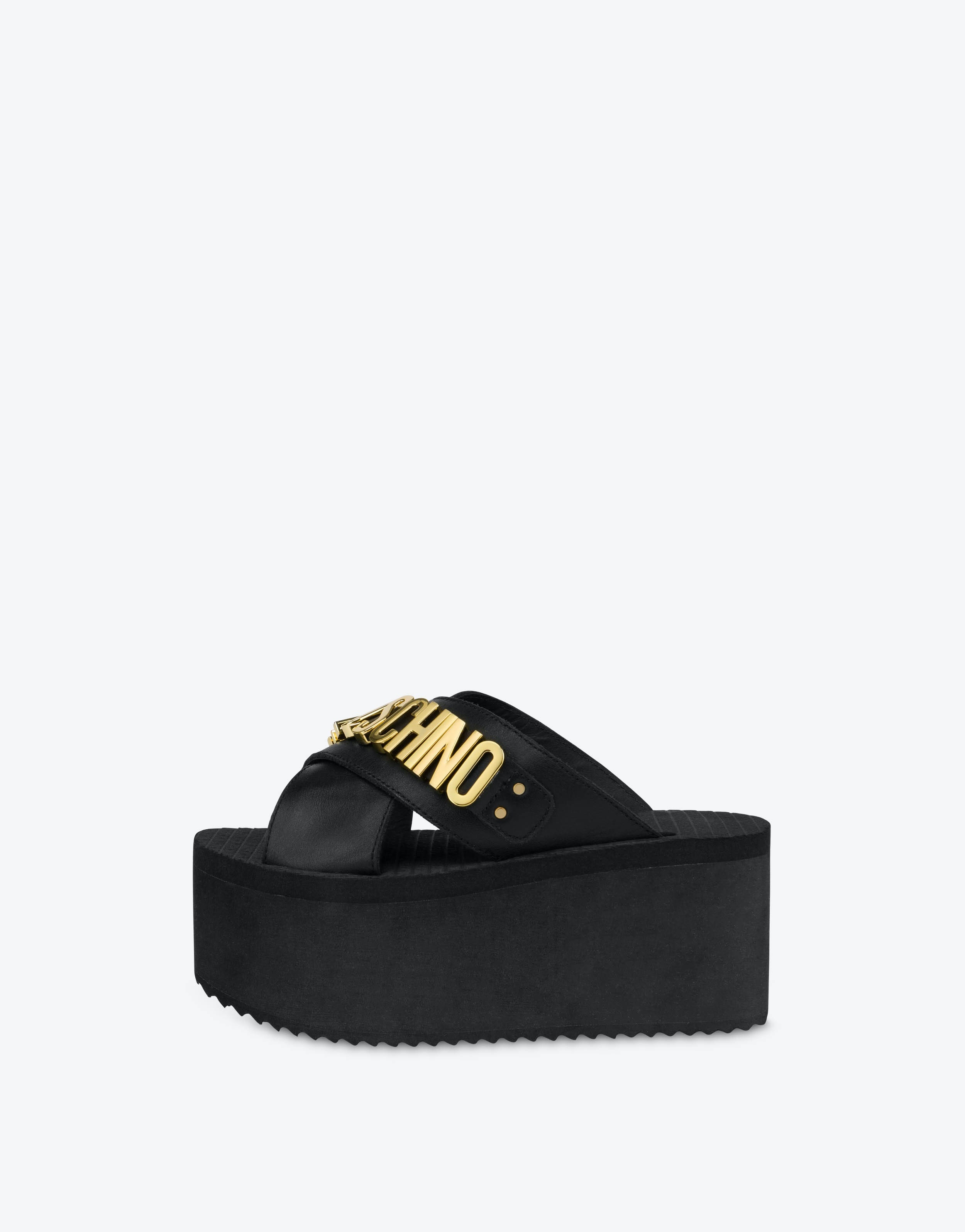 LOGO LETTERING WEDGE SANDALS - 4