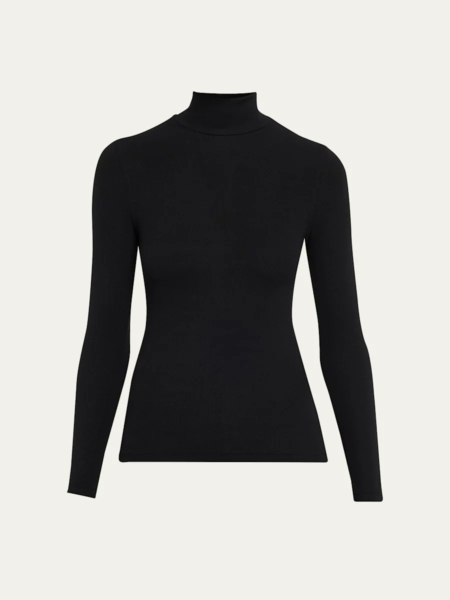Ribbed Turtleneck Top - 1