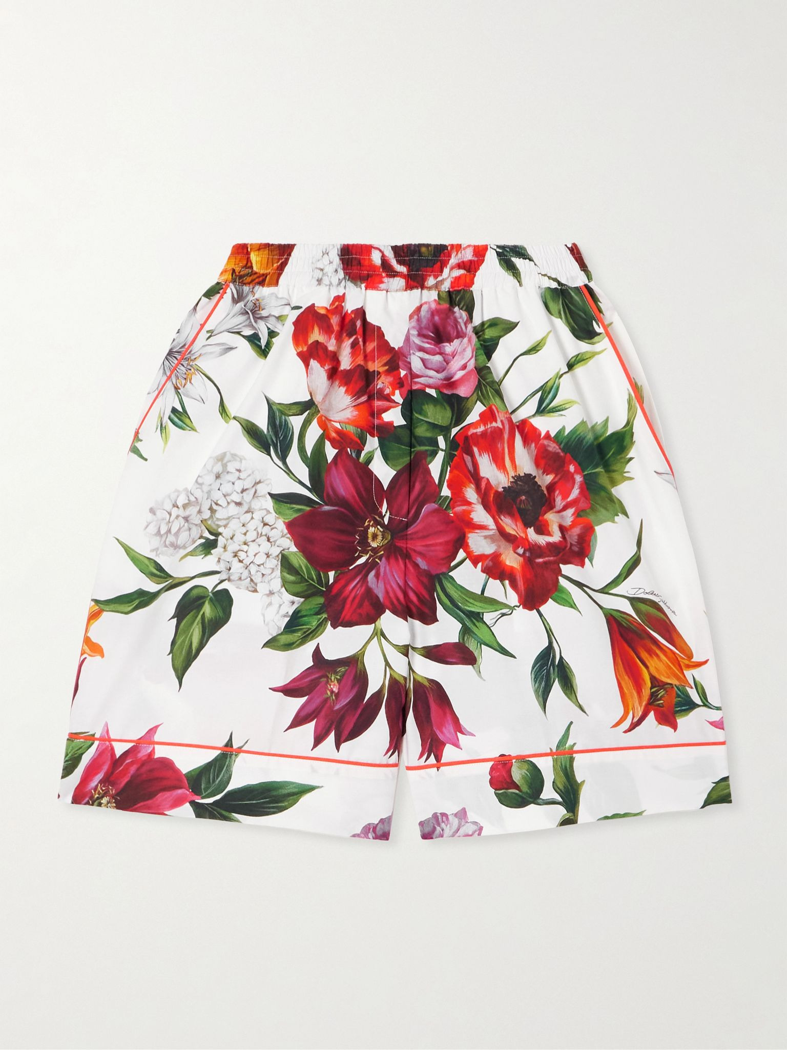 Floral-print cotton-poplin shorts White - 1