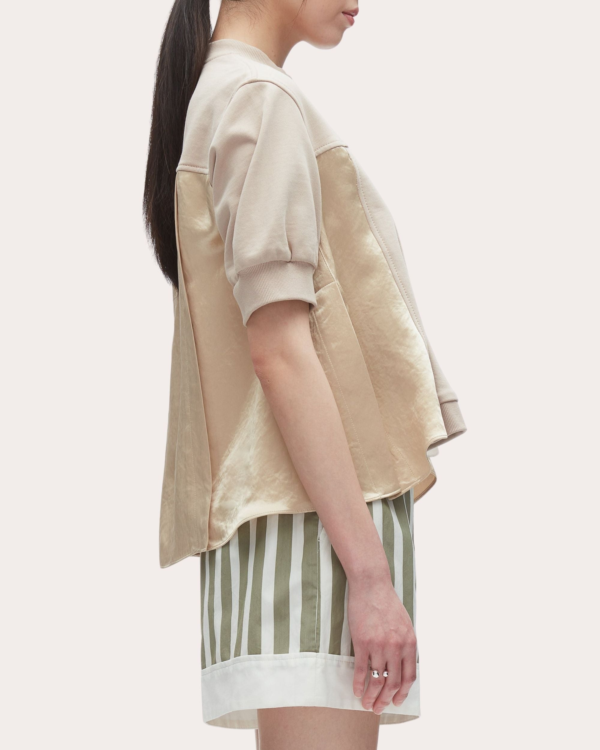 Flounce Puff-Sleeve Satin Top - 3