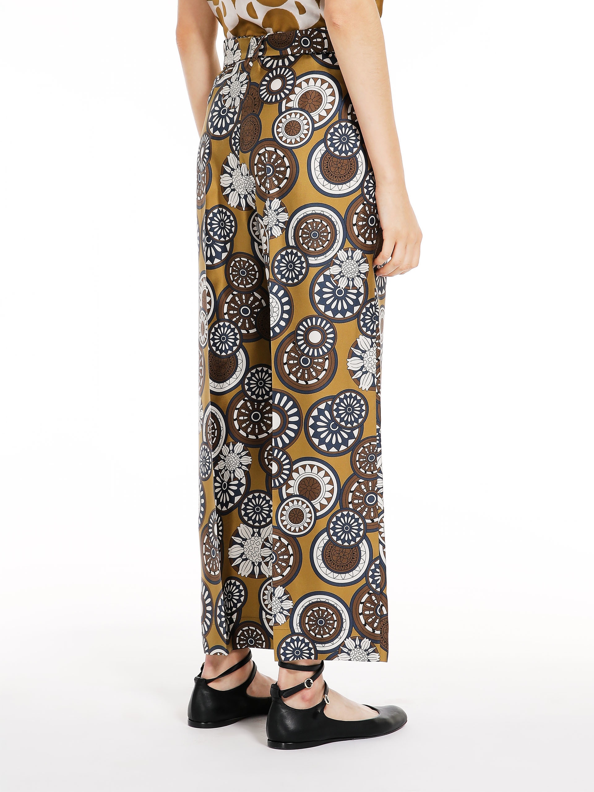 Max Mara TIMEB Fluid printed silk trousers | REVERSIBLE