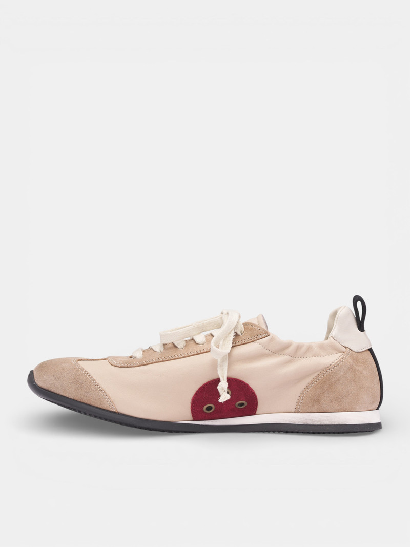 UMA WANG White Leather & Suede Low Sneakers outlook