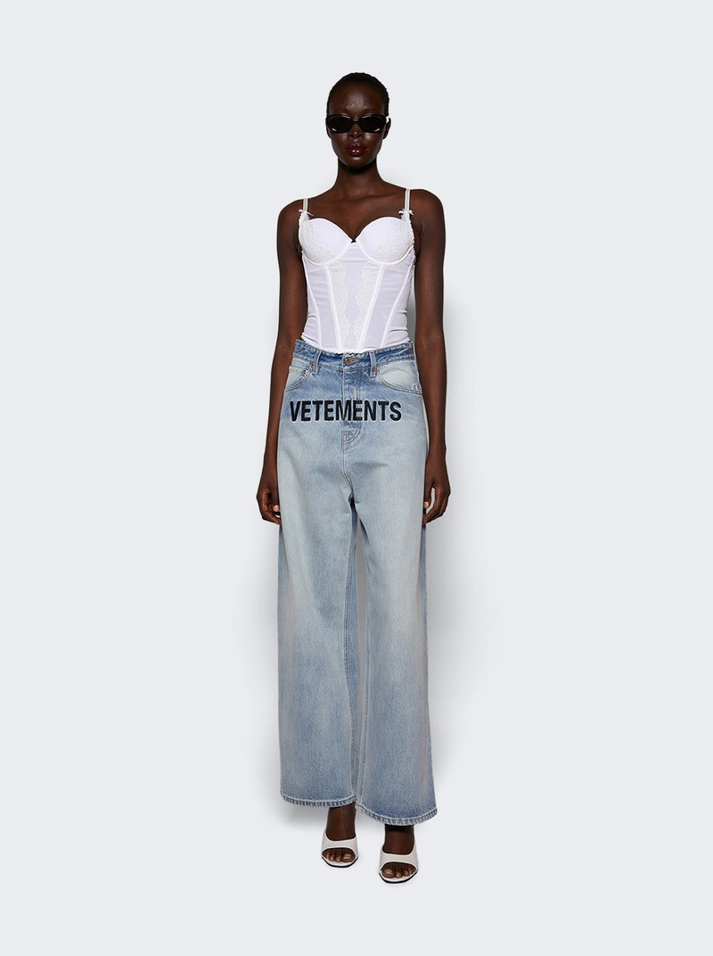 VETEMENTS Embroidered Logo Baggy Jeans Light Blue outlook