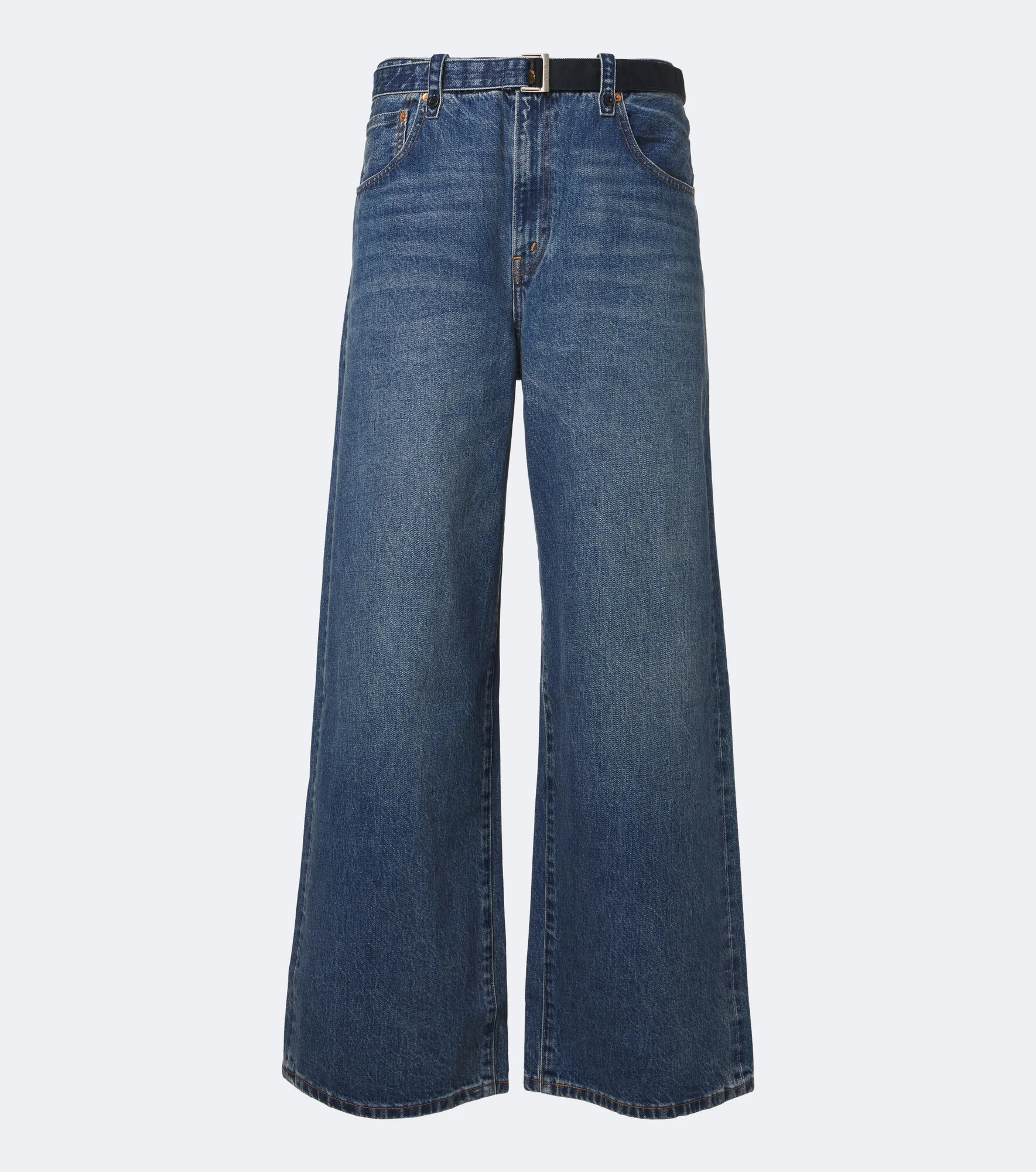 Belted wide-leg jeans - 1