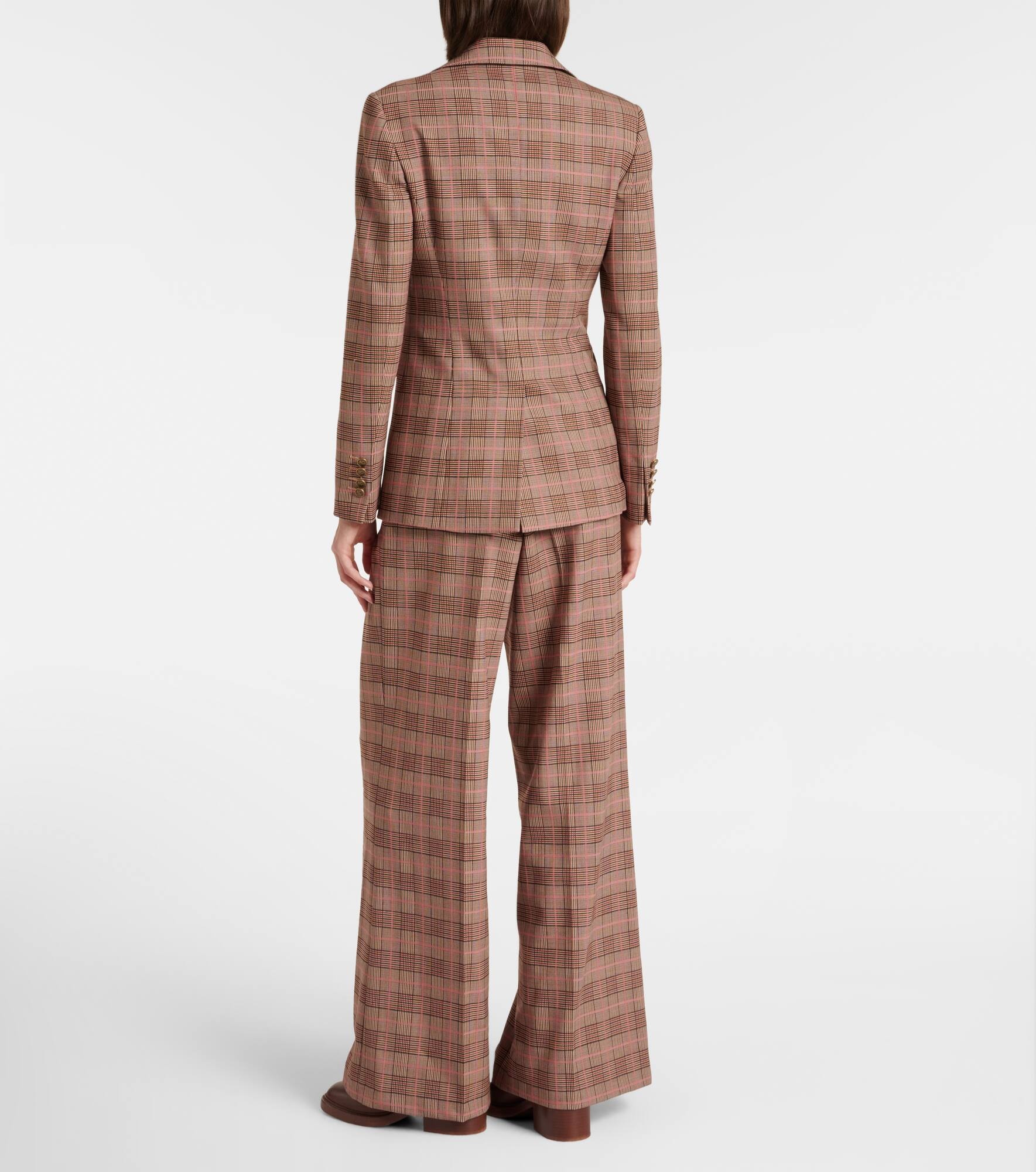 Checked wool-blend blazer - 3