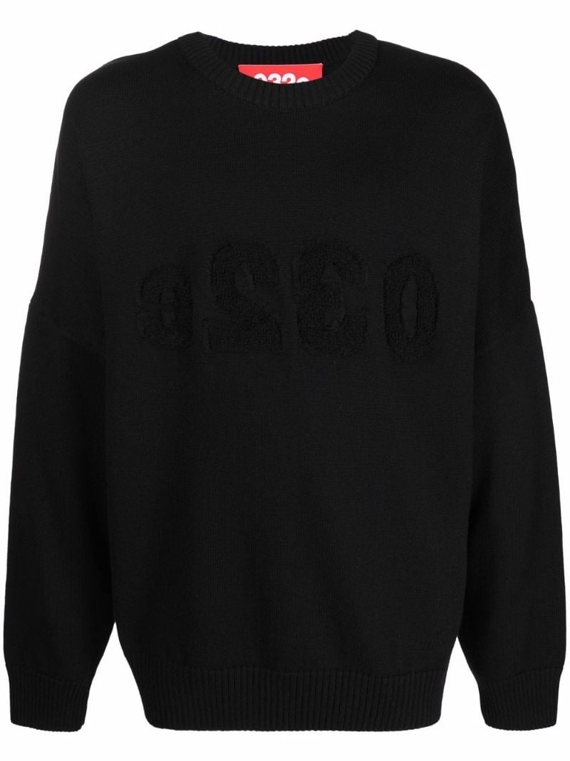 logo-embroidered knitted jumper - 1