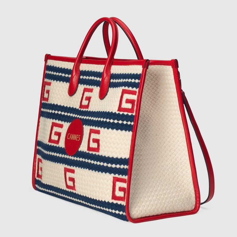 GUCCI Cannes striped tote bag outlook