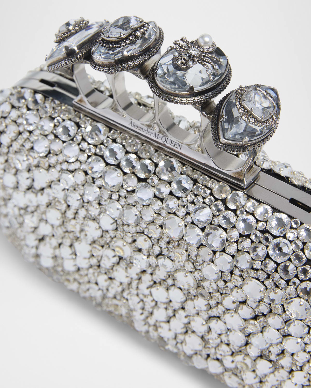 Skull Spider Four Ring Crystal Clutch Bag - 5