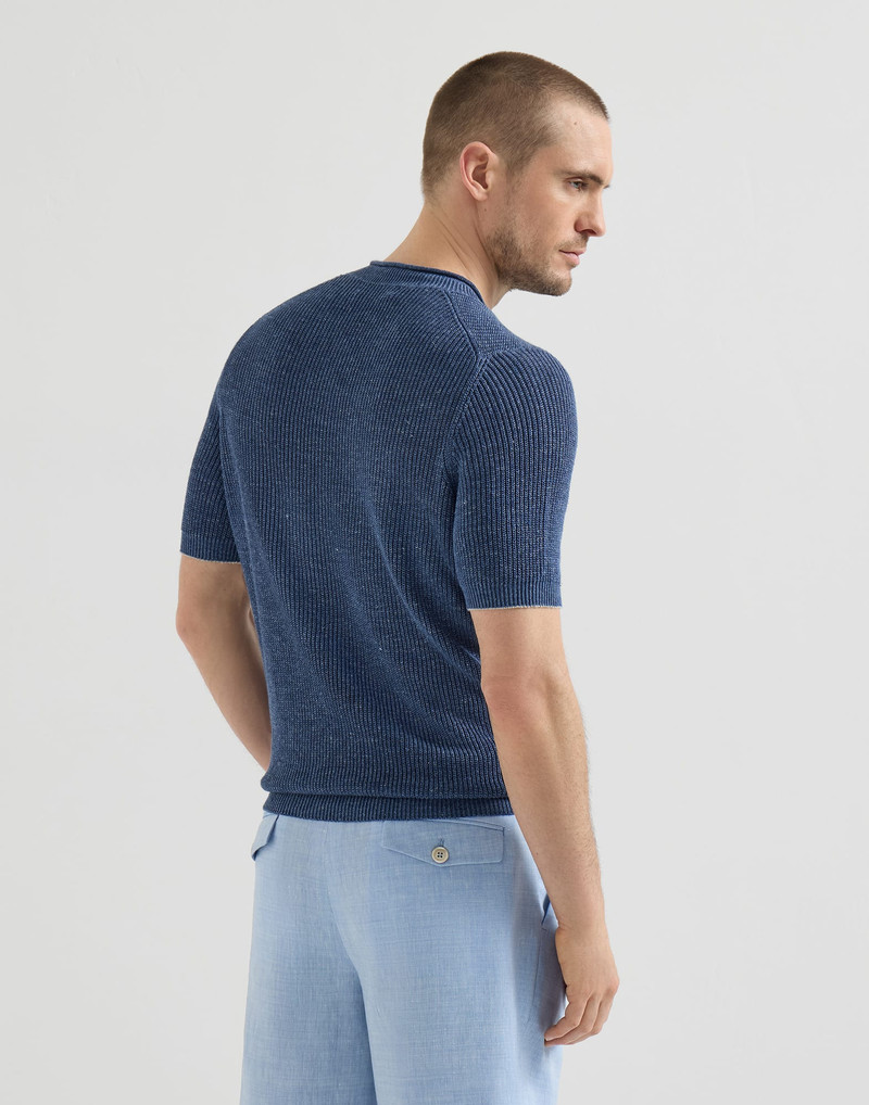 Linen and cotton half English rib knit t-shirt 3