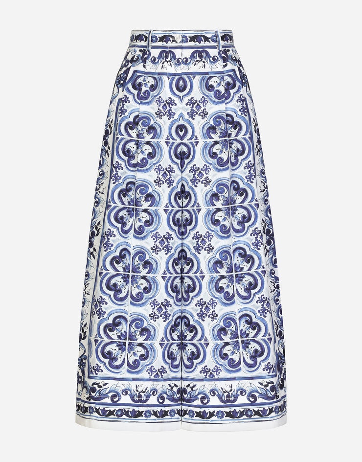 Majolica-print poplin culottes - 3