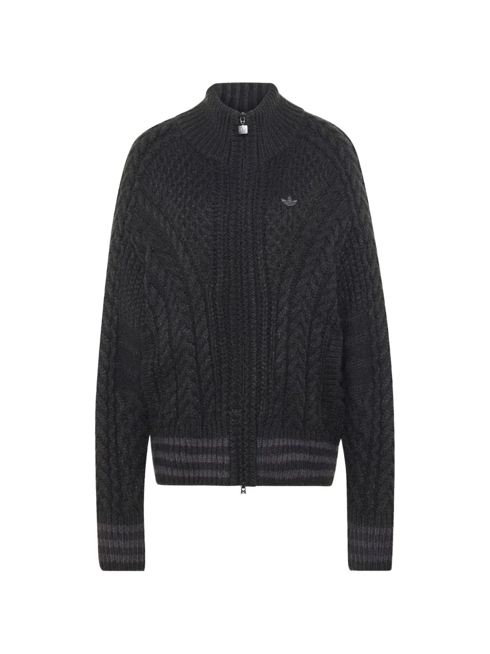 cable-knit Trefoil cardigan - 1