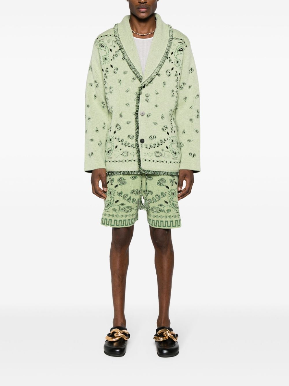 bandana-jacquard cashmere cardigan - 2