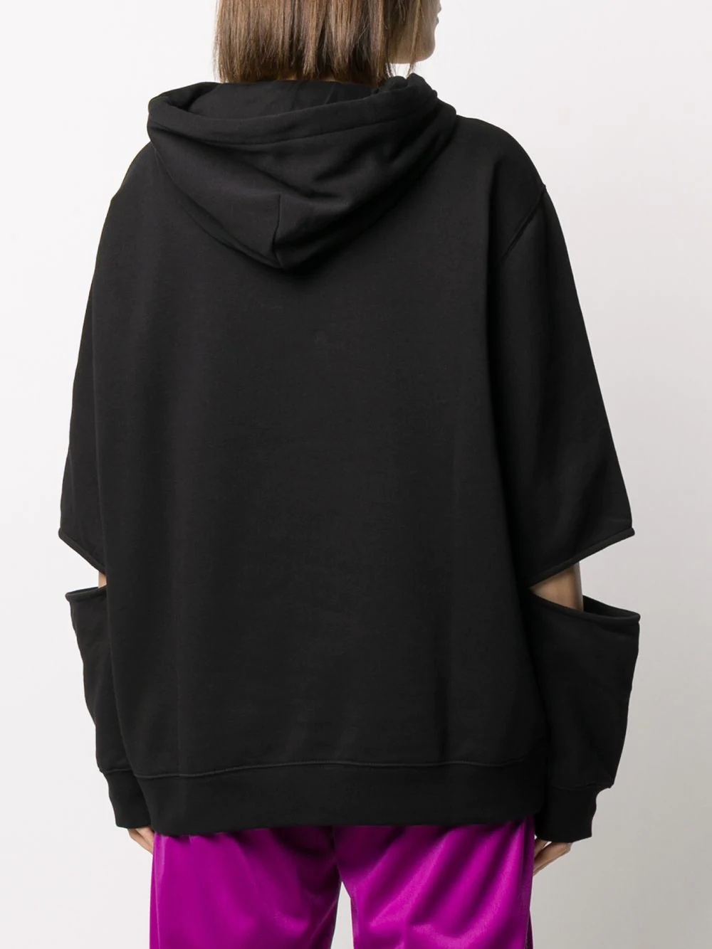 rhinestone-logo slit hoodie - 4