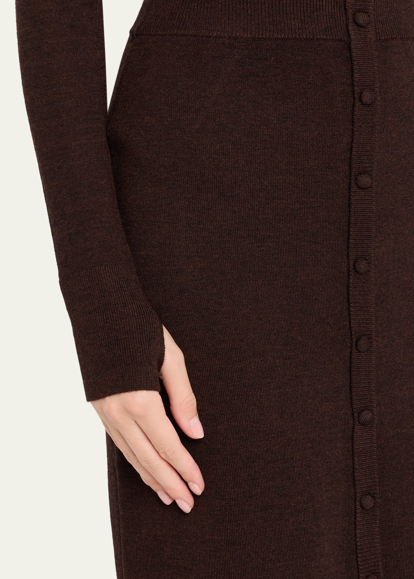 Knit Button Detail Midi Skirt - 5