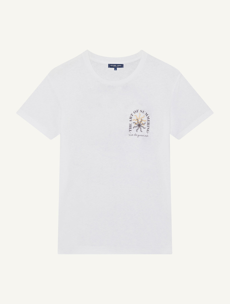 DINIS PRINTED COTTON-LINEN T-SHIRT - 1