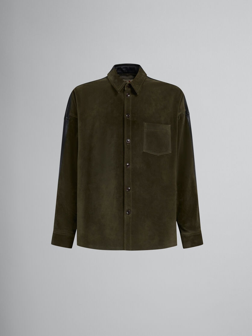 GREEN SUEDE SHIRT WITH LEATHER BACK - 1