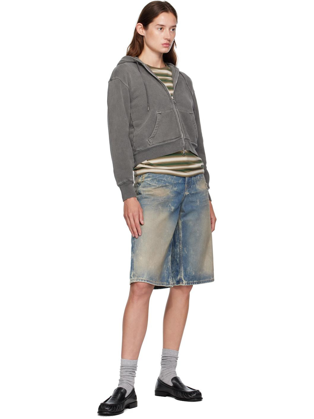 Blue Loose-Fit Denim Shorts - 4
