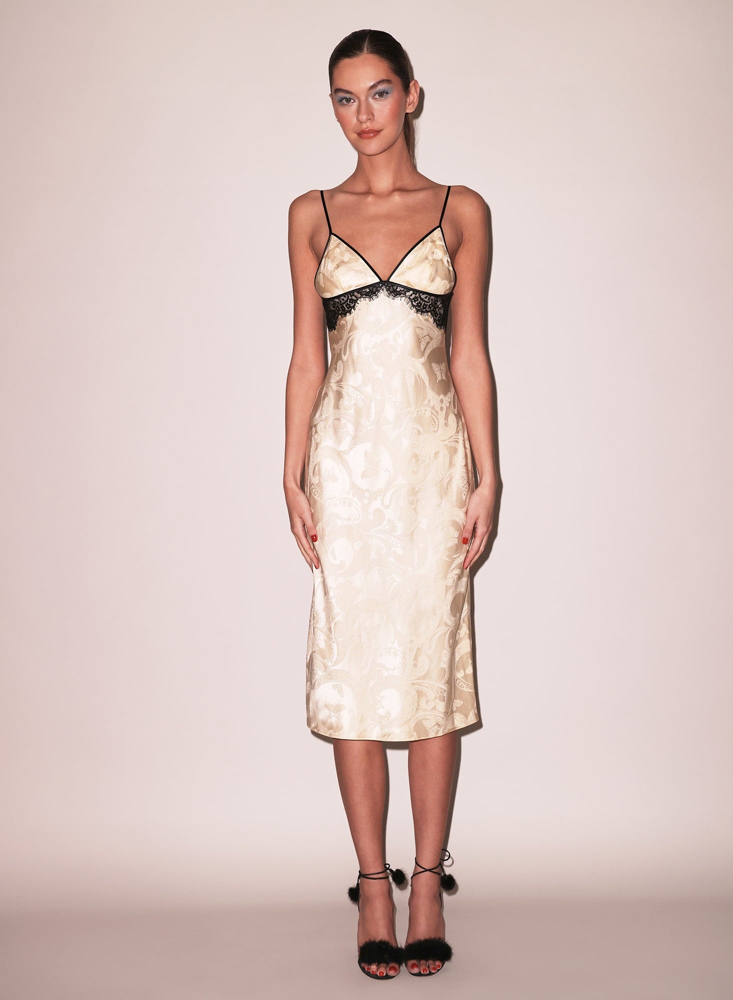 Butterfly Jacquard Slip Dress - 6