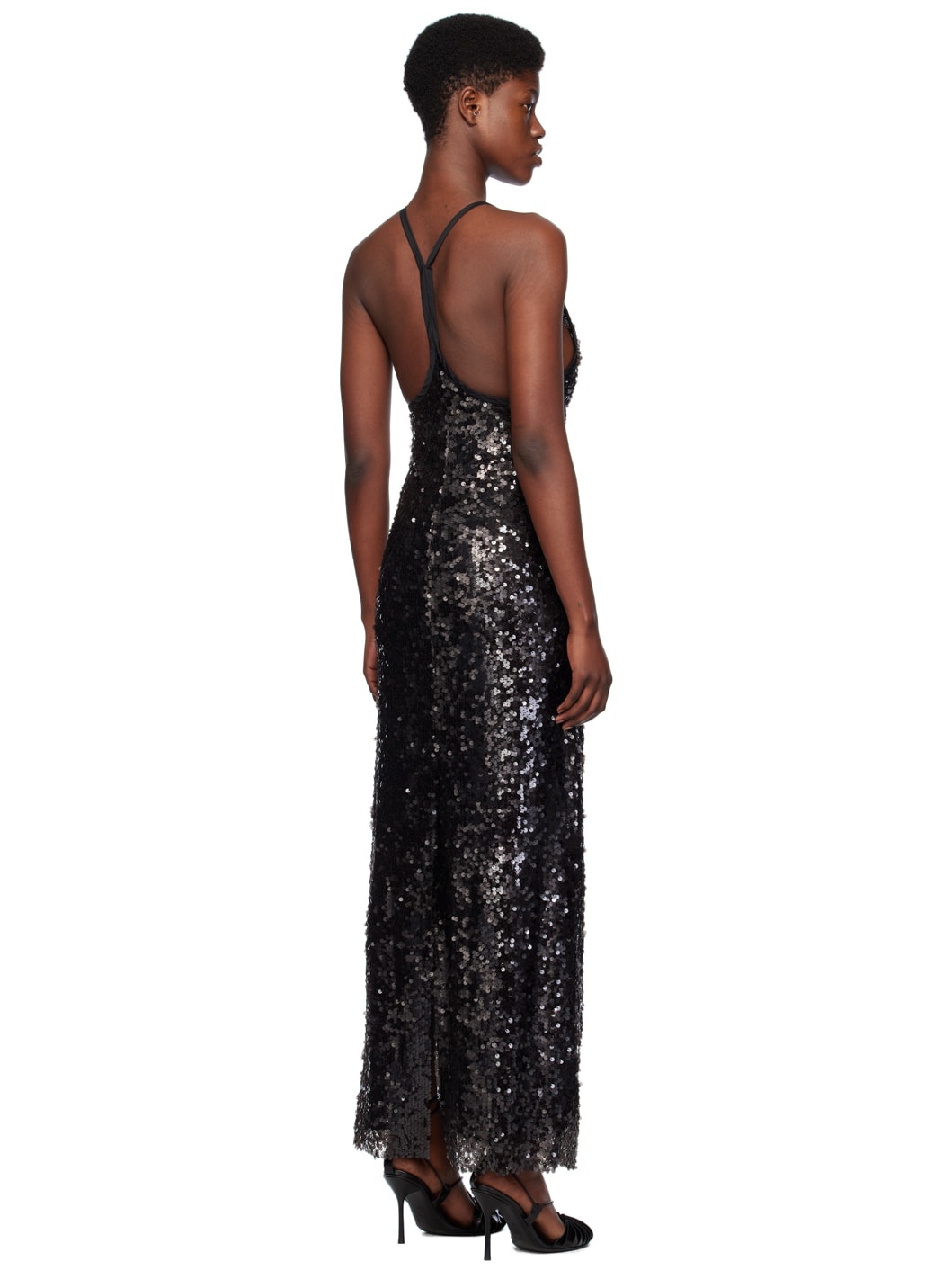 Black Sequin Maxi Dress - 3
