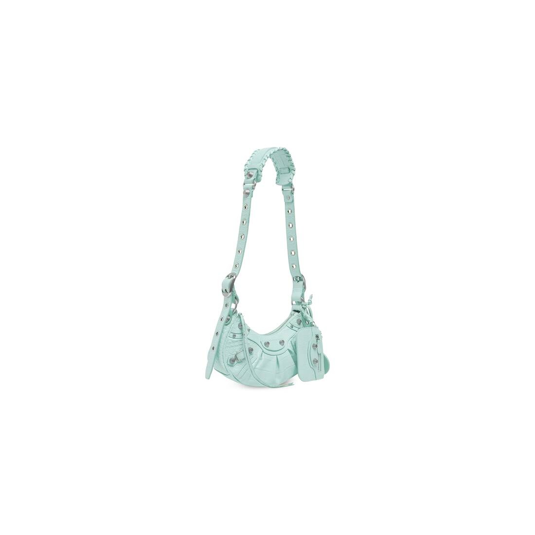 Women's Le Cagole Xs Shoulder Bag Crocodile Embossed  in Mint - 3