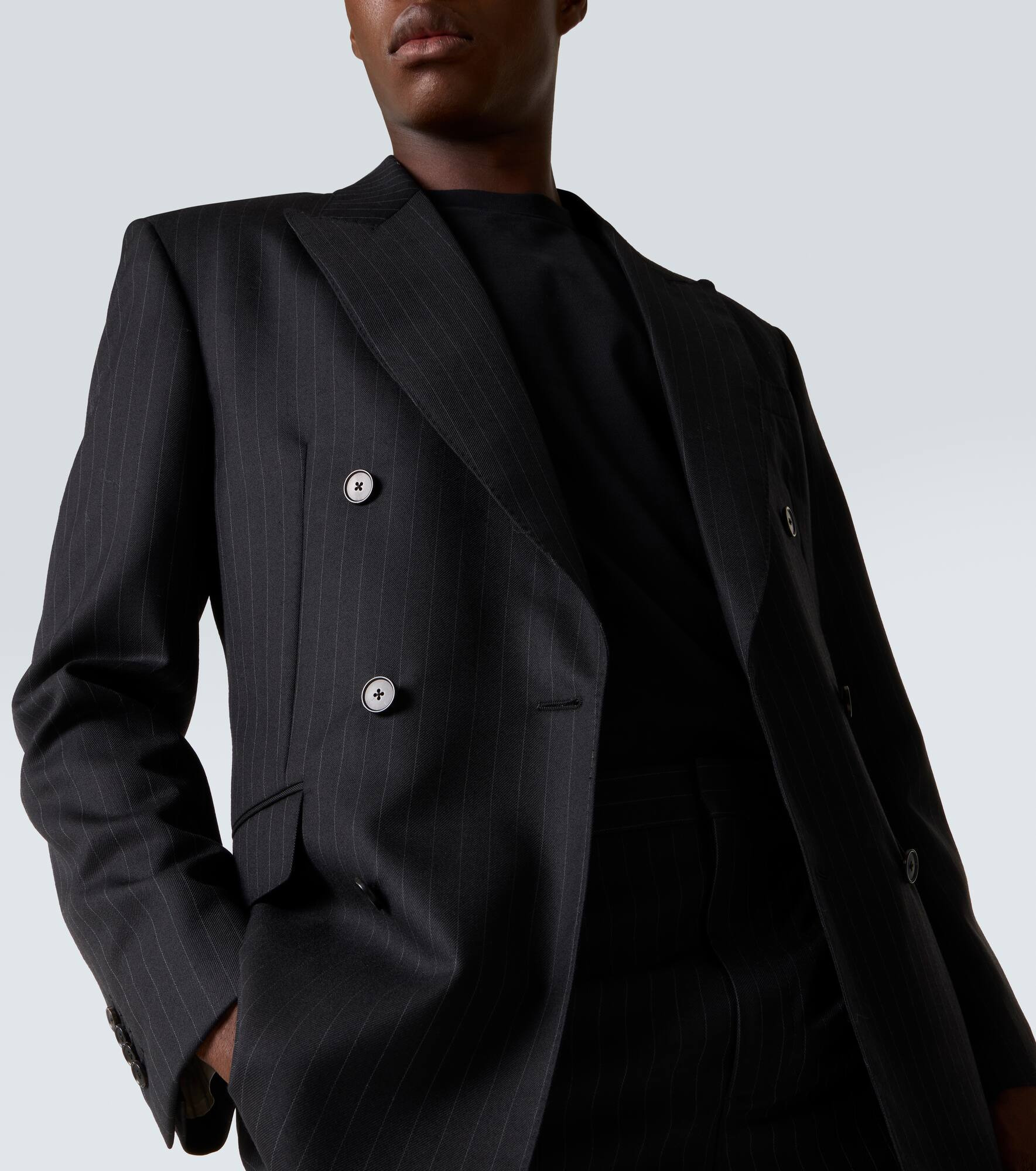 Pinstripe wool blazer - 5