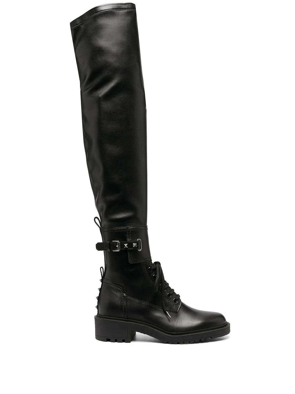 Rockstud over-the-knee combat boots - 1