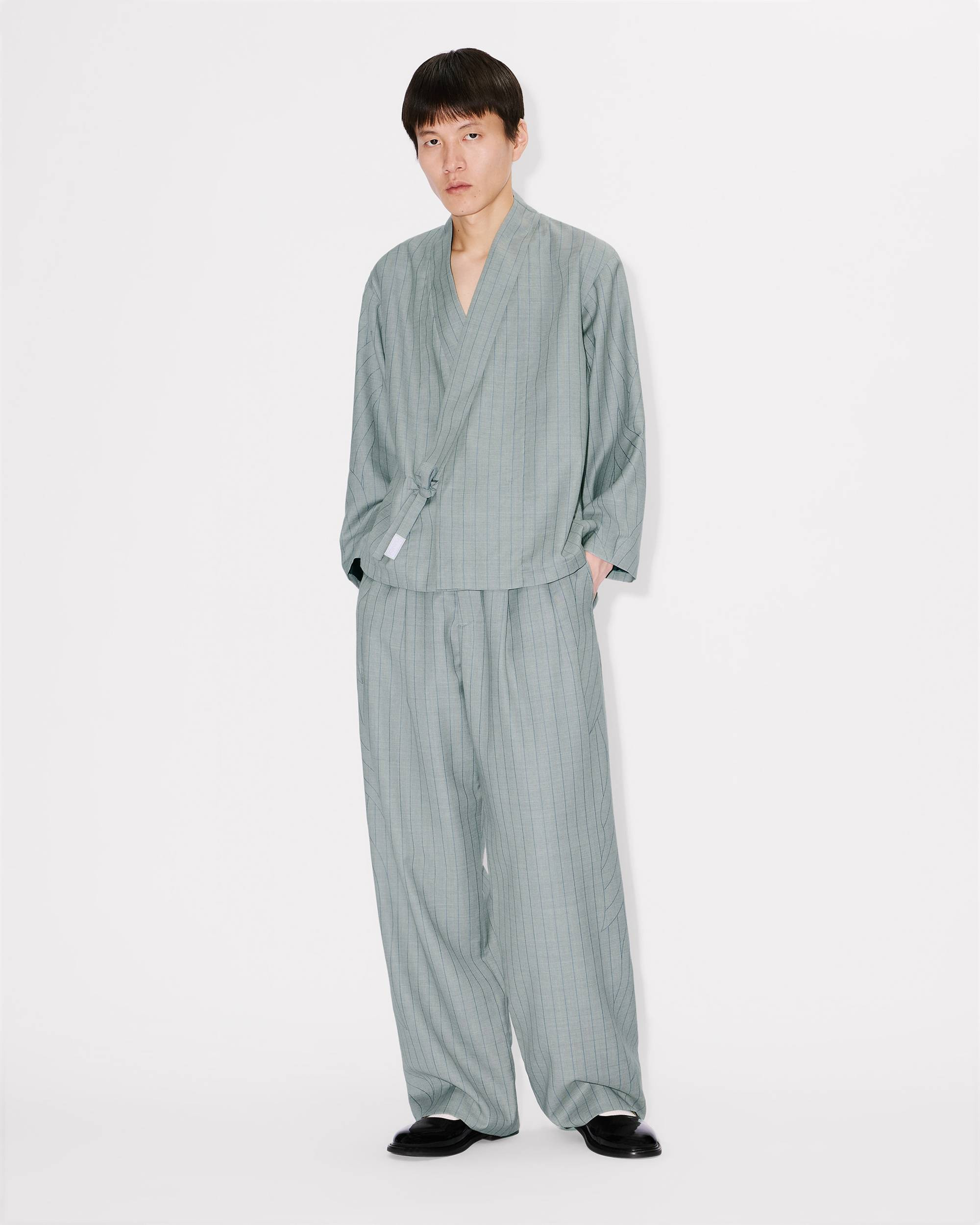 'KENZO Leaf Stripe' straight tailored pants in virgin wool jacquard - 3