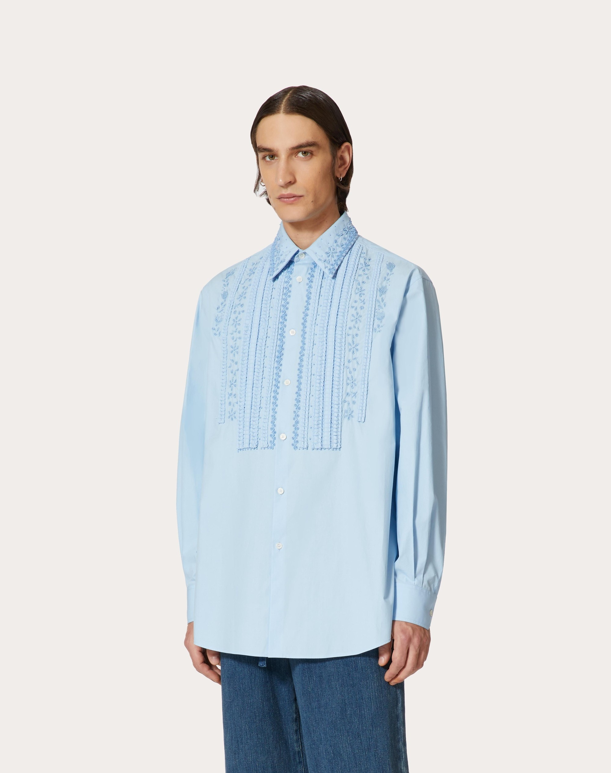 COTTON SHIRT WITH EMBROIDERED BIB - 3